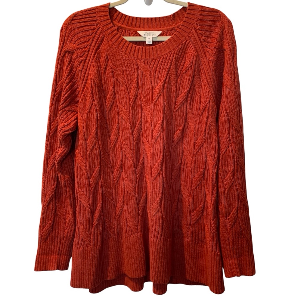MARKET & SPRUCE Women’s Crewneck Knit Longsleeve Pullover Sweater Rust XXL